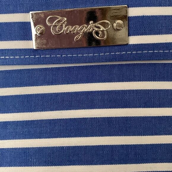 COOGI Luxe Blue White Striped Cotton Embroidered Logo Dress Shirt Size XXL - Picture 11 of 14